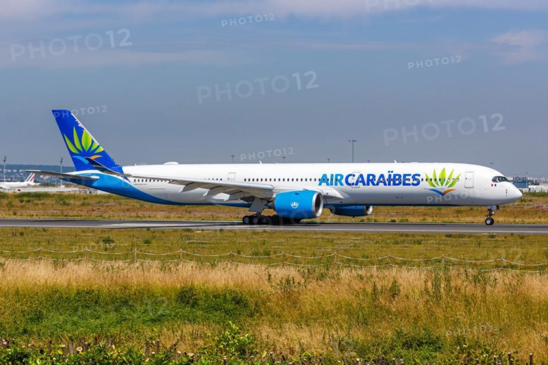An Air Caraibes Airbus A350-1000 aircraft with the registration F-HMIL at Paris Orly Airport, France, Europe