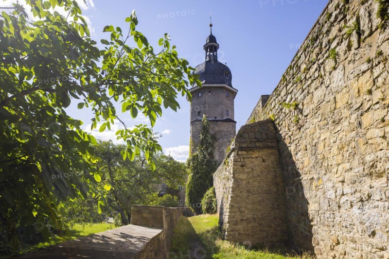 Neutorturm on the High Wall. The spire was destroyed by fire on 14.4.24. Reconstruction is planned, Arnstadt, Thuringia, Germany, Europe