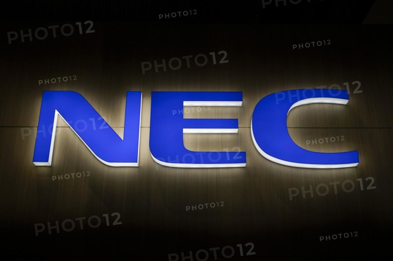 NEC, Logo at the exhibition stand, MWC Mobile World Congress 2024, Barcelona, Spain, Europe