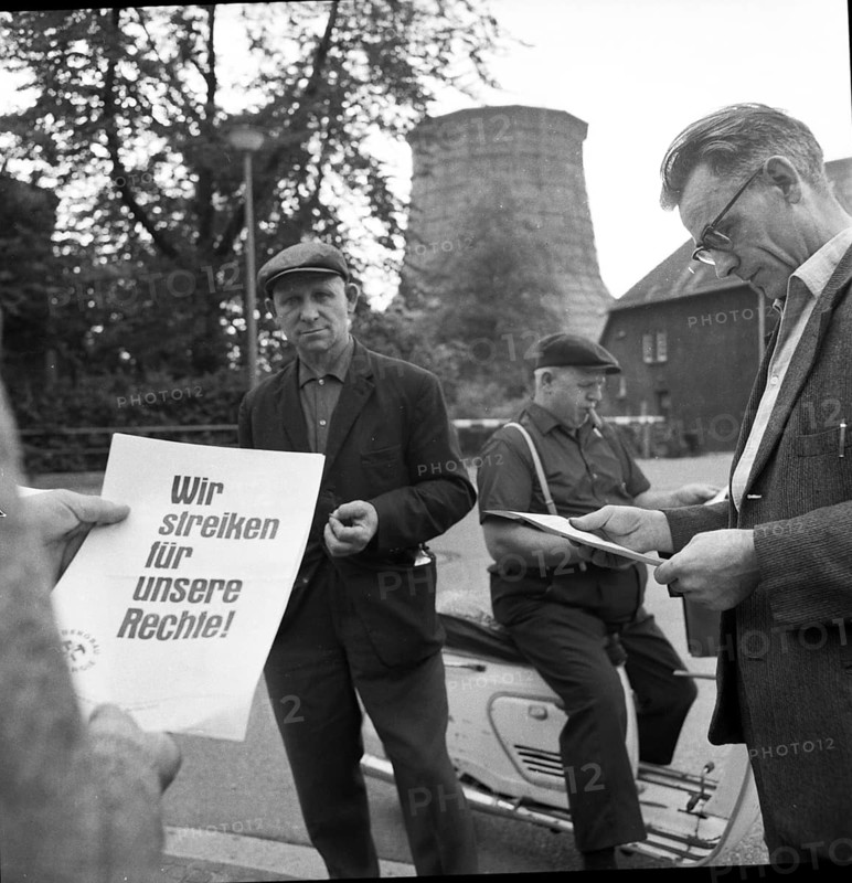 DEU, Germany, Dortmund: Personalities from politics, economy and culture from the years 1965-71, Ruhr area. Miners' strike ca. 1965, IGBE, Europe