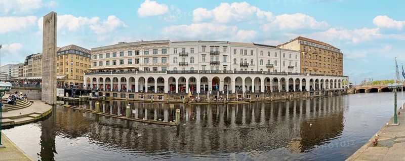 Alster Arcades Jungfernstieg Panorama Hamburg