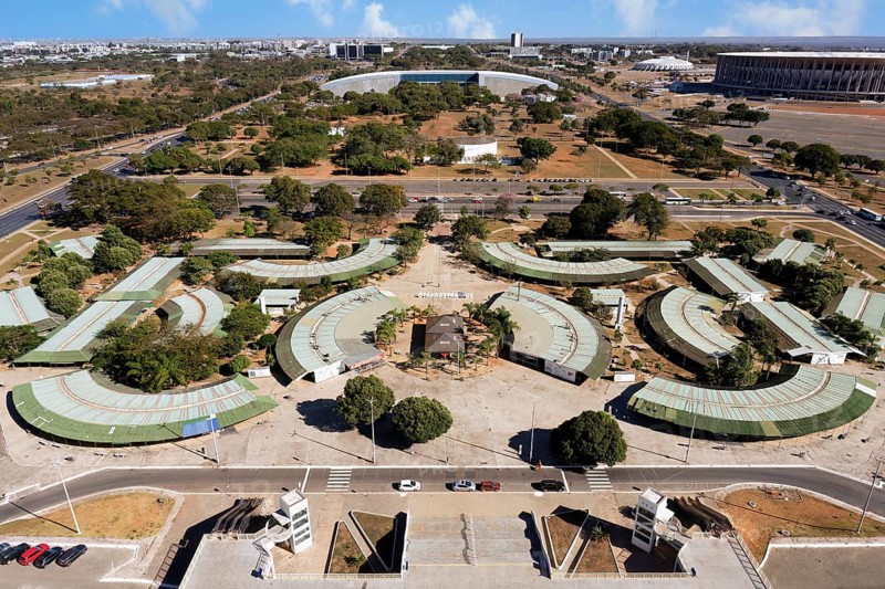 Aerial view of the Handicraft fair, UNESCO, World Heritage Site, Brasilia, Federal district, Brazil, South America