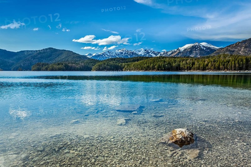 Eibsee lake in Bavarian Alps. Bavaria, Germany, Europe