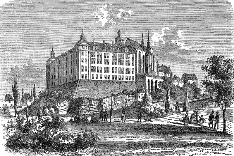 The castle in Altenburg, Saxony, Germany, in 1882, Historical, digital reproduction of an original from the 19th century, Europe