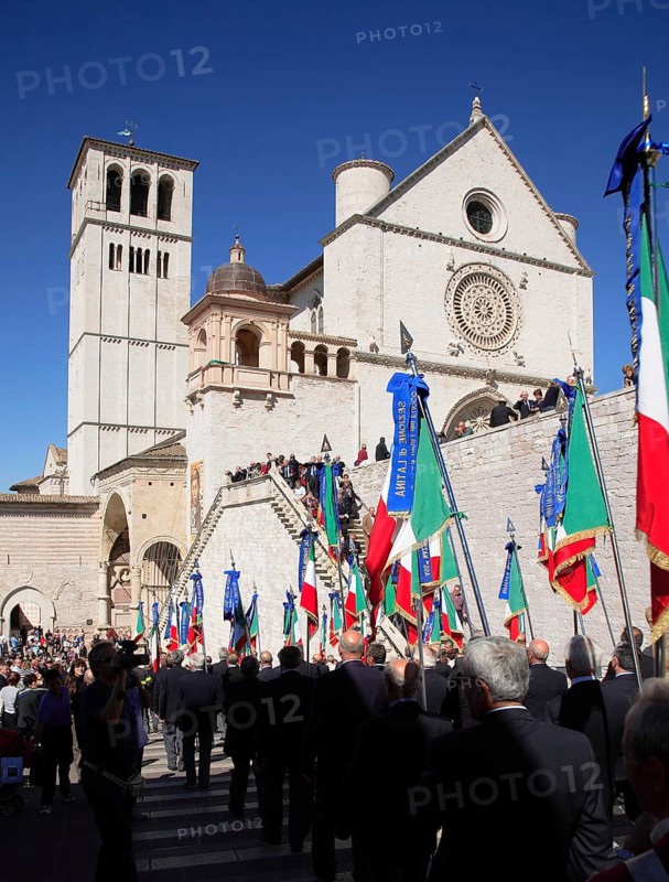 Pilgrimage procession of the fire brigade in Assisi, Umbria, Italy (for editorial use only)