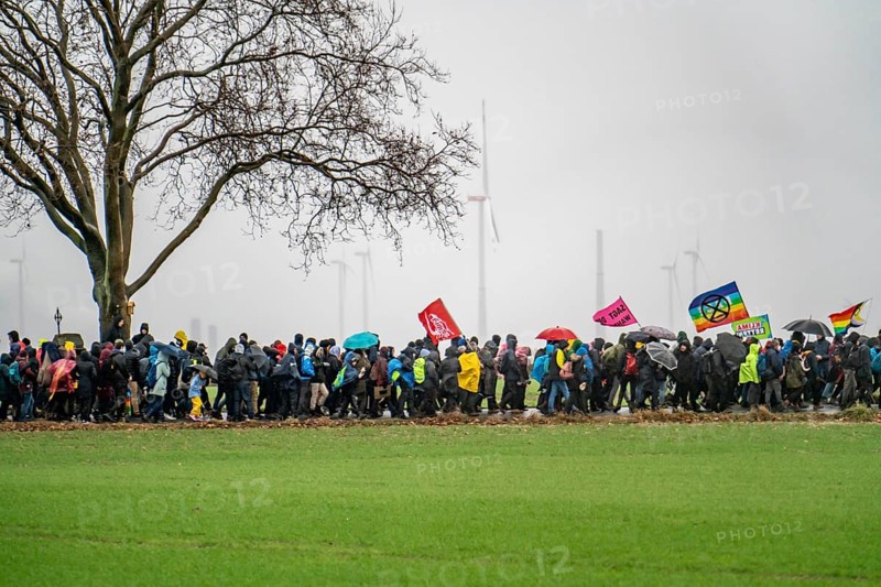 Demonstration against the demolition of the lignite village of Lützerath, from the village of Keyenberg the demonstrators marched to the edge of the Garzweiler open-cast mine and on to the rest of the village of Lützerah, Erkelenz, North Rhine-Westphalia, Germany, Europe