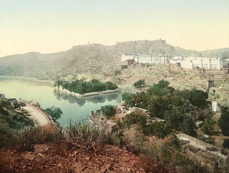 Jeypore, Jaipur. Amber Castle, India, digitally restored reproduction from a 19th century original, record date not stated, India, digitally restored reproduction from a 19th century original, record date not stated, Asia