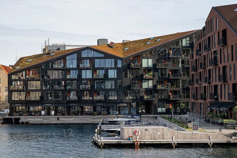 Contemporary architecture, Krøyers Square residential complex, inspired by historic warehouses, Nordic Ecolabel certified, Christianshavn district, Copenhagen, Denmark, Europe