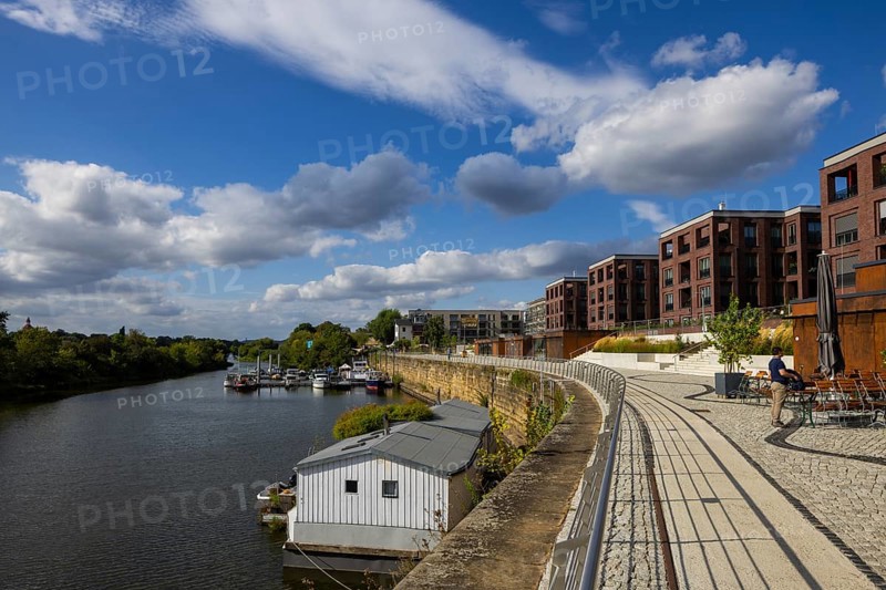 New development area Hafen City, on the site of the old neustädter Elbhafen harbour, Wohnungsbau Dresden, Dresden, Saxony, Germany, Europe