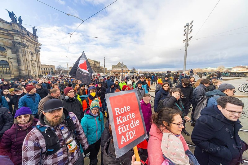 160 organisations and initiatives demonstrated against the right in Dresden on Saturday. Around 10, 000 participants marched from Theaterplatz in front of the Semper Opera House through the city centre, Dresden, Saxony, Germany, Europe