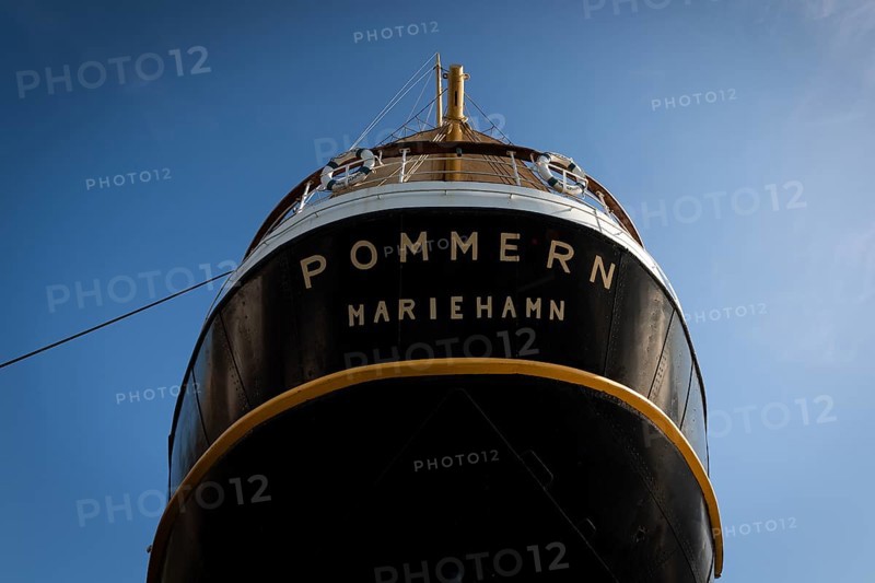 Stern, rigging, steel four-masted barque Pommern, windjammer with jubilee rig, Maritime Museum, Mariehamm, Åland or Aland Islands, Finland, Europe