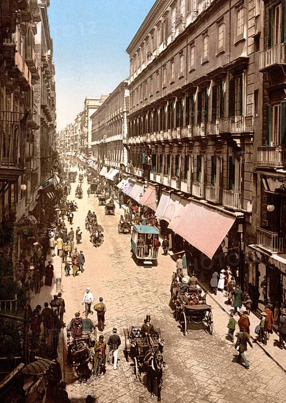 Via Roma, Neapel, Italien / Naples, Italy, Historic, digitally restored reproduction from a 19th century original, 1880, Record date not stated, Europe