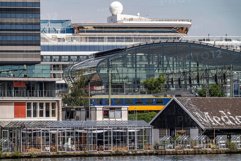 The cruise ship Norwegian Dawn at the Passenger Terminal Amsterdam, Cruise Port Amsterdam, belongs to Norwegian Cruise Line, catering at the Oosterdok, Netherlands