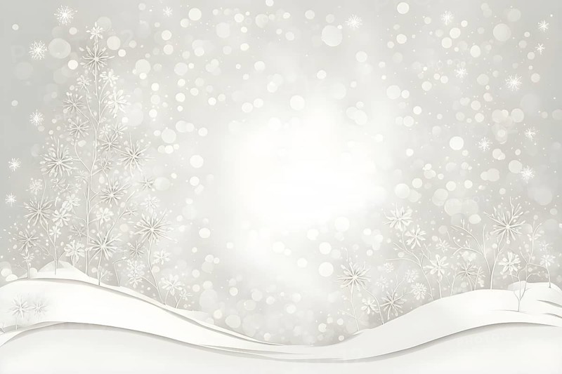 Abstract illustration of a white Christmas card with delicate hand-drawn illustrations, empty space for text, AI generated
