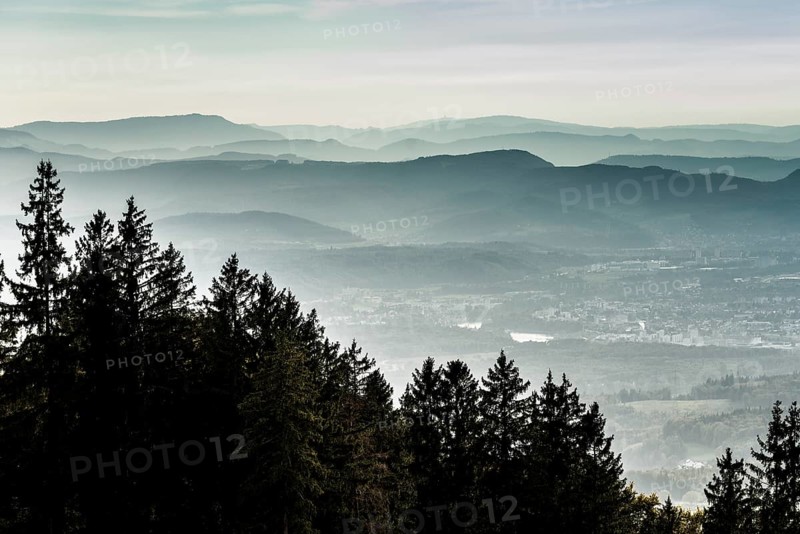 View of the Rhine Valley and the Swiss Jura, Rickenbach, Hotzenwald, Southern Black Forest, Black Forest, Baden-Württemberg, Germany, Europe