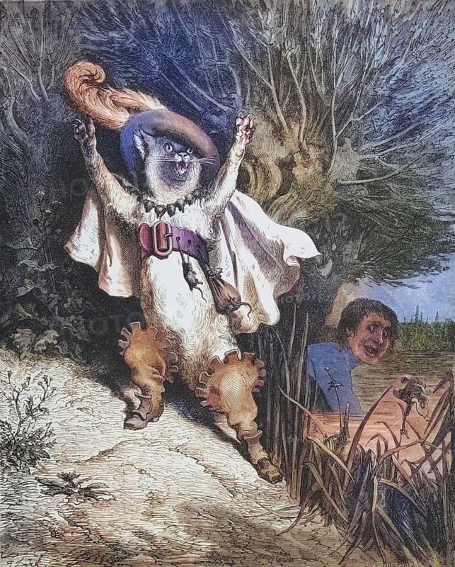 Illustration by Gustave Dore (1832-1883) for of Puss in Boots from the Fairy Kingdom of Tom Hood, Historical, digitally restored reproduction from a 19th century original, Record date not stated