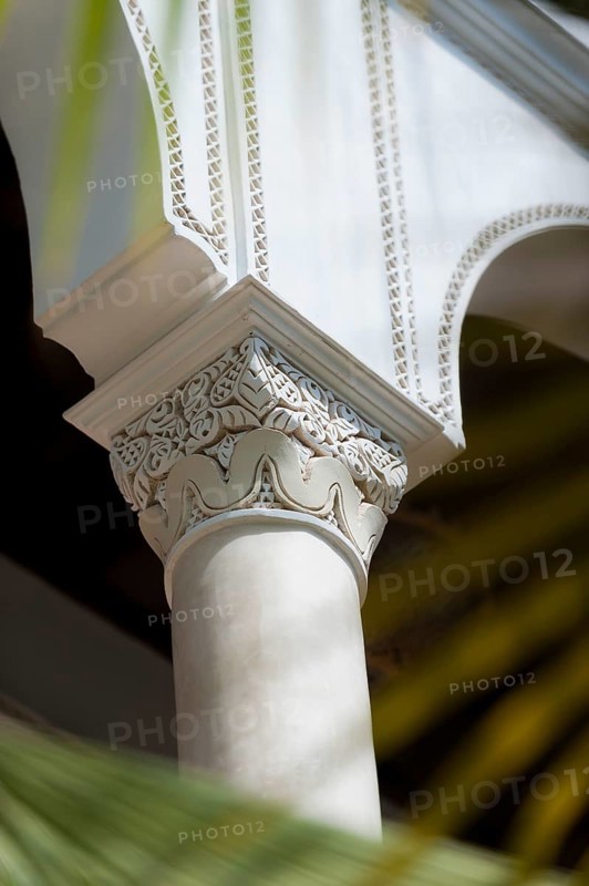 Columns in Riad, Column, traditional, decorated, ornament, decoration, art, construction, building, house, architecture, oriental, arabic, orient, Marrakech, Morocco, Africa