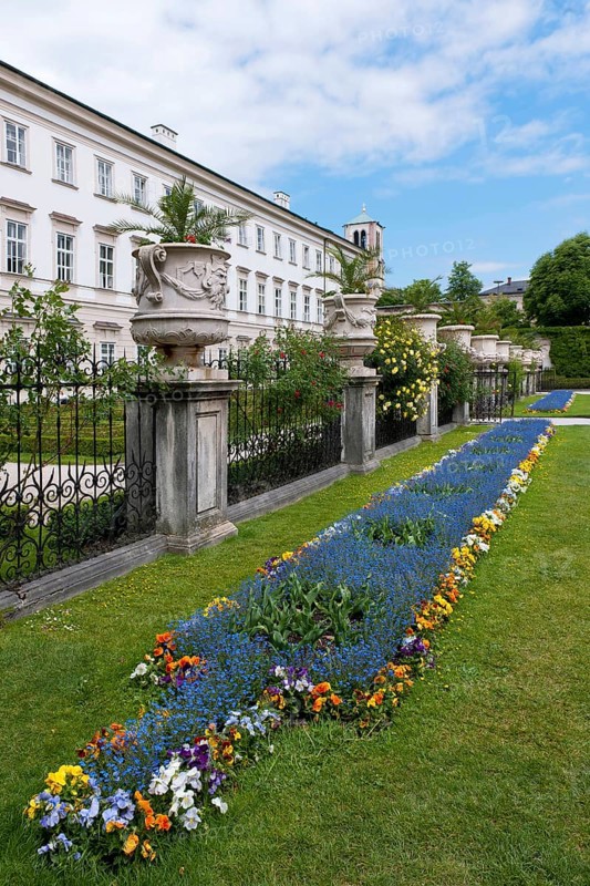 The Mirabelle plum garden with castle in Salzburg, city trip, travel, holiday, tourism, building, historical, baroque, Austria, Europe