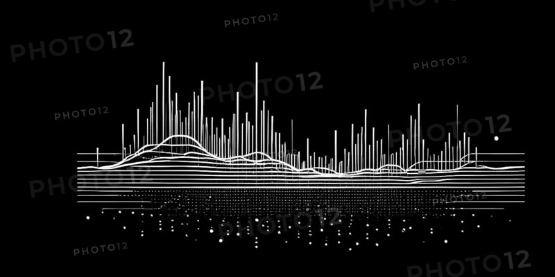 Illustration of abstract audio frequency sound wave lines, AI generated