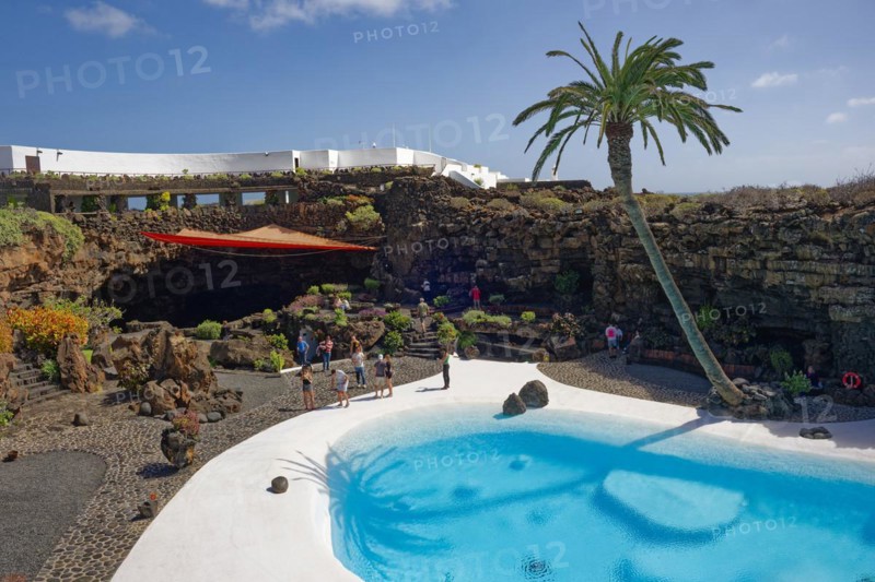 Pool landscape, Jameos del Agua art and cultural site, designed by artist César Manrique, Lanzarote, Canary Islands, Canary Islands, Spain, Europe