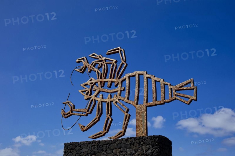 Sculpture crab, Jameos del Agua art and cultural site, designed by artist César Manrique, Lanzarote, Canary Islands, Spain, Europe