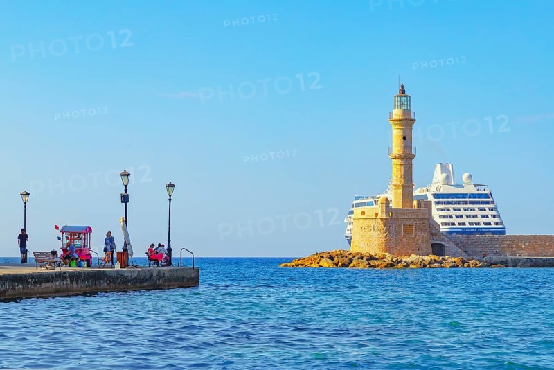 Venetian lighthouse, Chania, Crete, Greek Islands, Greece, Europe