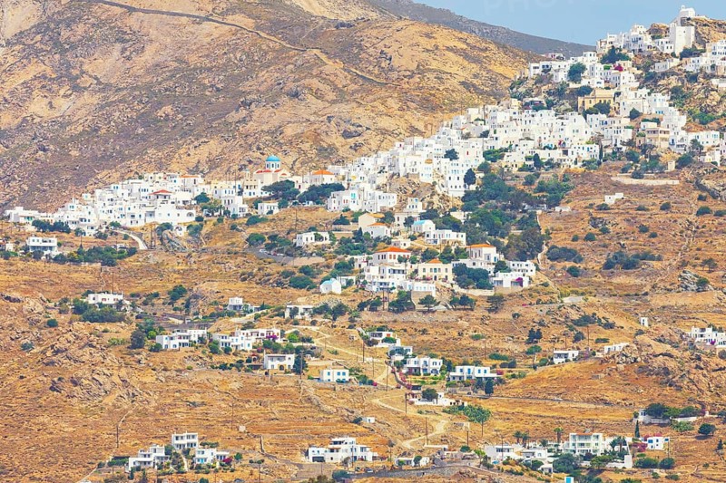 View of the hilltop village of Chora, Chora, Serifos Island, Cyclades Islands, Greece, Europe