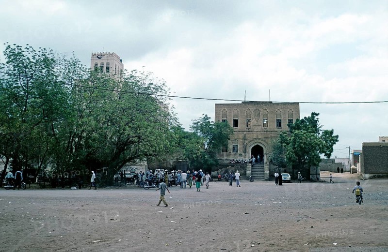 Historic buildings on the main square of the old town of Zebid, Zabid, Yemen 1998 UNESCO World Heritage Site
