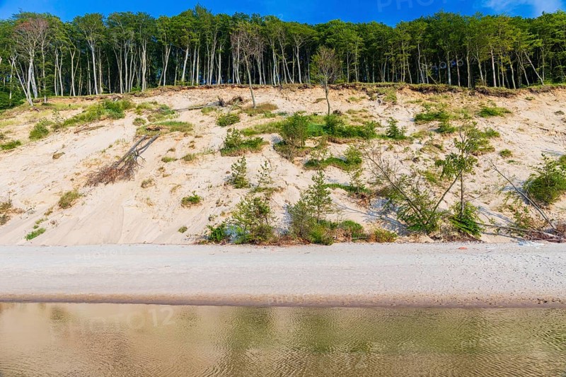 Cliffs of the Wolin National Park. Beach at sunset, close to Miedzyzdroje (Misdroy), a village in Kamien Pomorski County, West Pomeranian Voivodeship, in northern Poland
