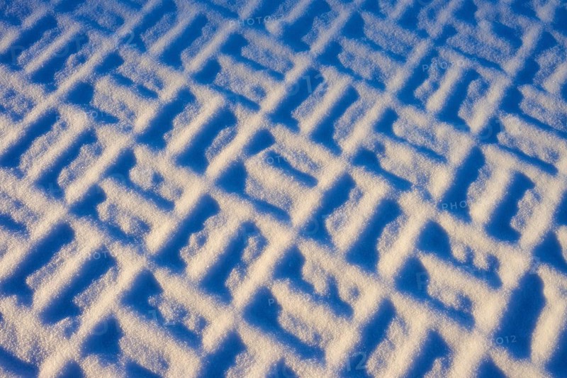 Geometric pattern in the snow in clear winter light, winter, Wasserkuppe, Gersfeld, Rhön, Hesse, Germany, Europe