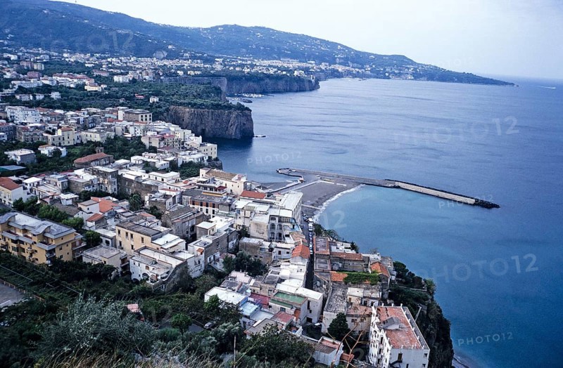 Landscape of the coast and the city of Sorrento, Gulf of Naples, Italy 1998