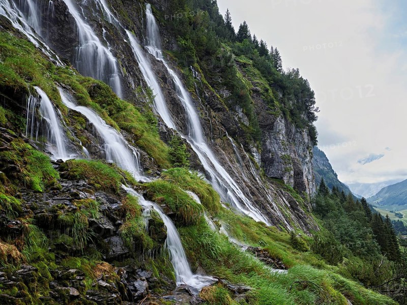 Cascades from the Jungibach Falls, Gental, Canton Bern, Switzerland, Europe