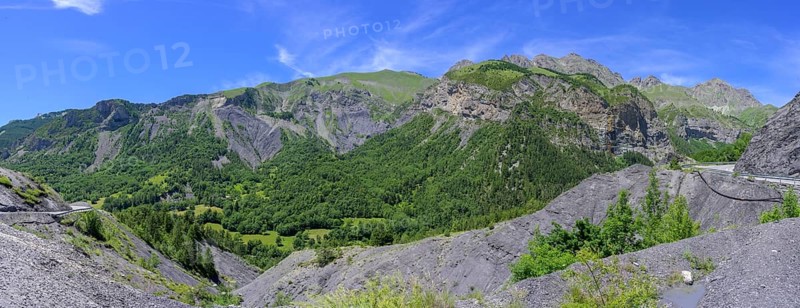 Dark slate rock near the mountain road to Entraunes, Département Alpes-Maritimes, France, Europe