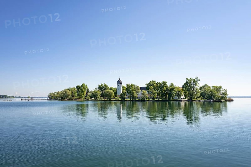 View of the Fraueninsel, Chiemsee, Bavaria, Germany, Europe