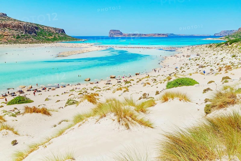 View of Balos bay, Gramvousa Peninsula, Chania, Crete, Greece, Europe