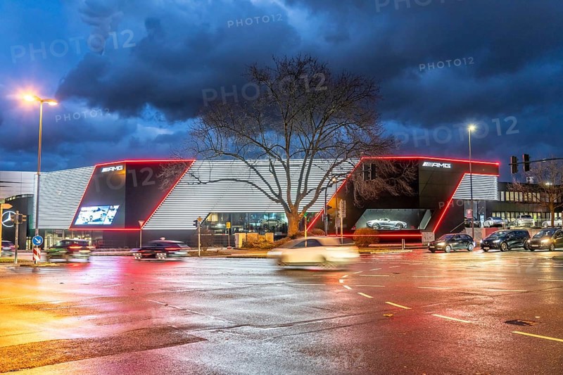 AMG Brand Center in Essen, the world's largest AMG Performance Centre, with 1700 square metres of exhibition space, Mercedes Lueg dealership, North Rhine-Westphalia, Germany, Europe