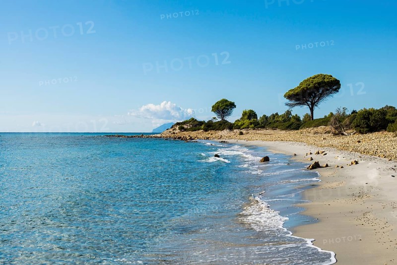 Lonely beach, Spiaggia di Biderosa, Riserva Biderosa nature reserve, Orosei, Nuoro province, east coast, Sardinia, Italy, Europe