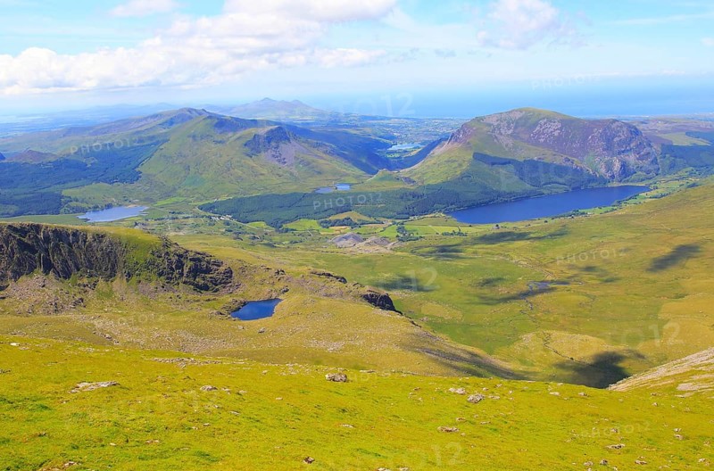 View to Llyn Cwellyn lake, Mount Snowdon, Gwynedd, Snowdonia, north Wales, UK