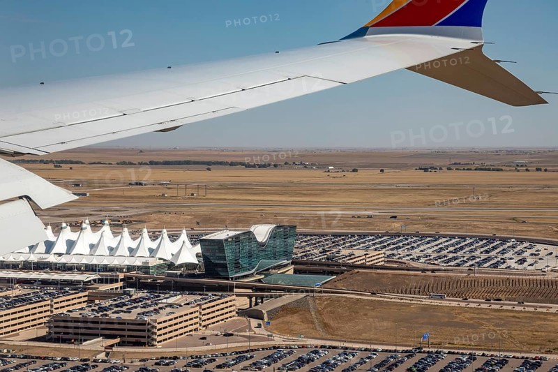 Denver, Colorado, The Westin Hotel at Denver International Airport (DEN), photographed from a landing Southwest Airlines airliner