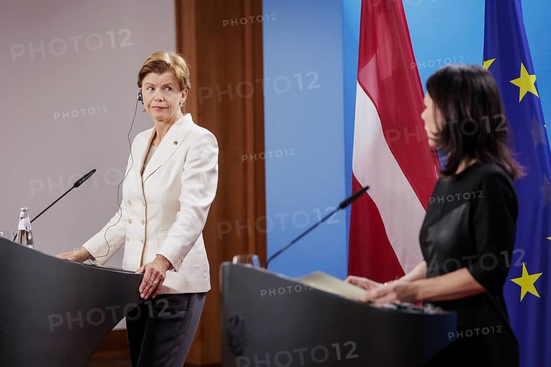 Baiba Braze, Foreign Minister of Latvia, and Annalena Bärbock (Alliance 90/The Greens), Federal Foreign Minister, at a joint press conference at the Federal Foreign Office in Berlin, 1 July 2024