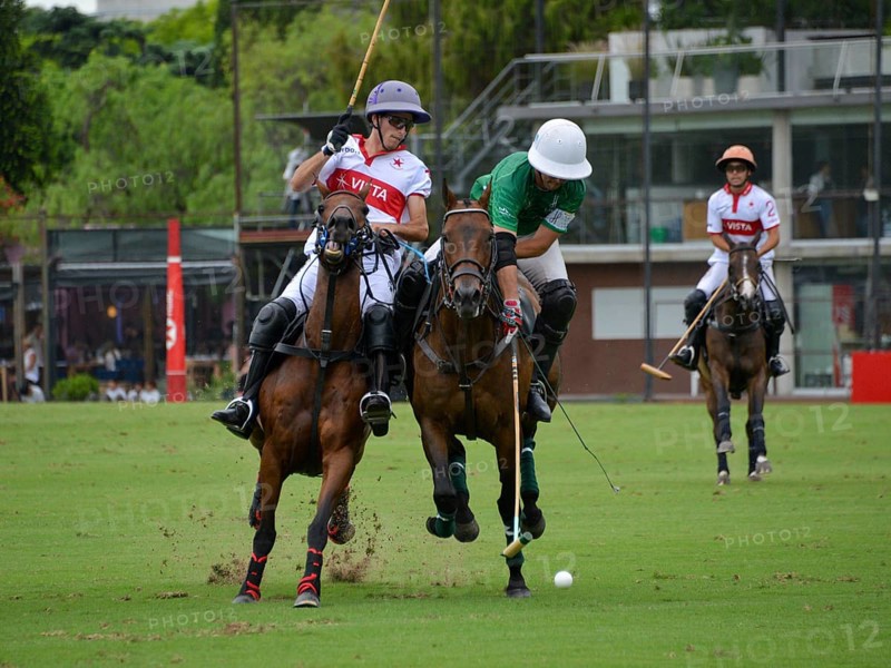 Scene from the 131st Argentine Open Polo Championship (Spanish: Campeonato Argentino Abierto de Polo), the most important international polo tournament, match between Indios Chapaleufú (white) and La Hache Cria y Polo (green), on 2 November 2024, Palermo, Buenos Aires, Argentina, South America