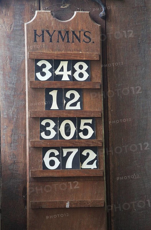 Hymn numbers Saint Andrew church, Westhall, Suffolk, England, UK