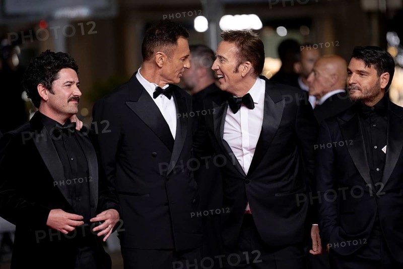 Cannes, France, 17.5.2024: Lorcan Finnegan, Julian McMahon, Nicolas Cage and Justin Rosniak at the premiere of The Surfer on the red carpet of the Palais des Festivals during the 77th Cannes International Film Festival. The 77th Cannes International Film Festival will take place from 14 to 25 May 2024, Europe