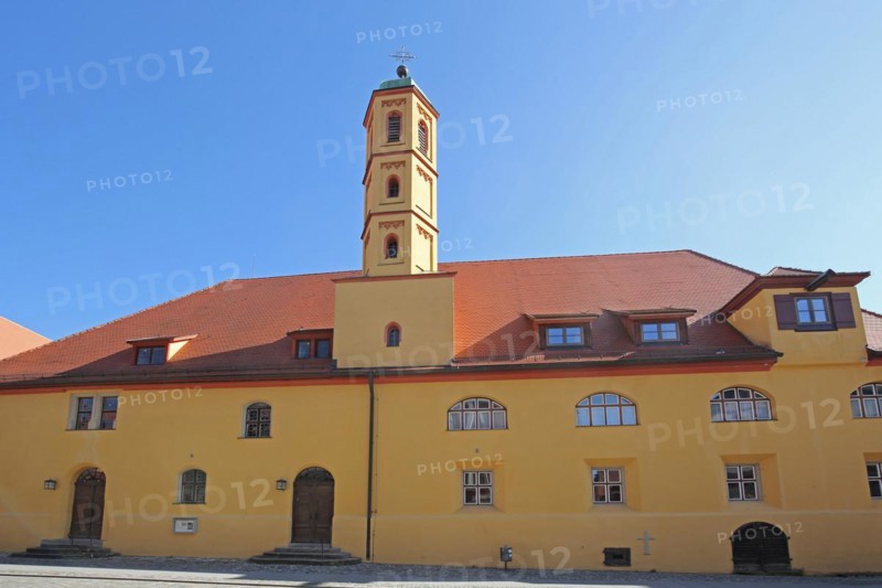 Yellow hospital church, Heilig-Geist-Kirche, Dinkelsbühl, Middle Franconia, Franconia, Bavaria, Germany, Europe