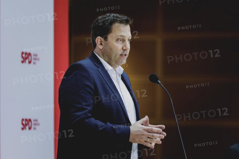 Lars Klingbeil, SPD party chairman, speaks to the press at the kick-off meeting of the SPD party executive at the Willy Brandt House in Berlin, 16 March 2024