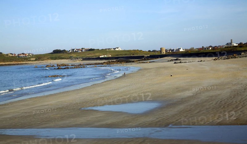 Vazon Bay sandy beach low tide Guernsey, Channel Islands