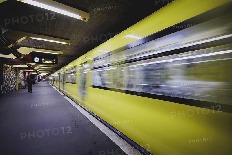 The underground line 9 runs at Schlossstraße in Steglitz in Berlin, 27 February 2024. Berliner Verkehrsbetriebe (BVG) have announced strikes for Thursday and Friday