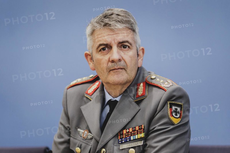 Lieutenant General Alexander Sollfrank, Commander of the Joint Support and Enabling Command (JSEC), recorded during a federal press conference on the military exercise 'Quadriga' in Berlin, 22 April 2024