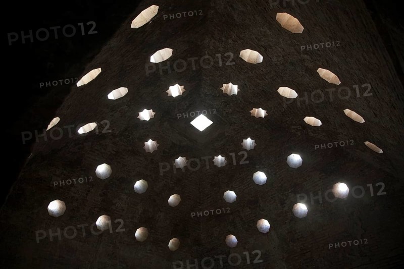 Star shaped roof light in Banos Arabes, historic Arabic Baths, eleventh century Moorish public baths, Carrera del Darro, Granada, Spain, Europe