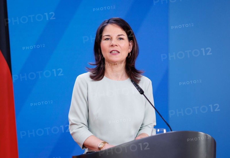 Annalena Bärbock, Federal Foreign Minister, photographed during a press conference in Berlin, 09.04.2024. Photographed on behalf of the Federal Foreign Office'